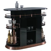 Casa Padrino Luxury Bar Counter High Gloss Black/Copper 135 x 65 x H. 106 cm - Oval Solid Wood Counter Table - Solid Wood Bar Furniture - Luxury Bar Furniture - Luxury Furniture