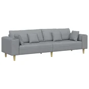 Vidaxl Kavč z blazino Svetlo siva 250 x 77 x 76 cm blago
