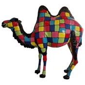 Casa Padrino luxury decorative sculpture camel multicolored/black 210 x H. 185 cm - Huge garden sculpture - Life size sculpture - XXL decorative sculpture - XXL decorative animal figure