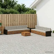 Set vanjskih sofa 9 kom. Prirodna i svjetlosiva Poliester