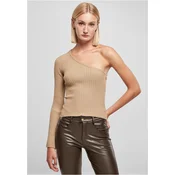 Womens sweater with short rib knit with one sleeves unionbeige