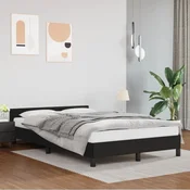 shumee vidaXL Posteljni okvir z vzglavjem brez vzmetnice, črne barve, 120x200 cm