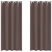 Vidaxl Zavese za zatemnitev z obroči 2 szt. Temno rjava 260 x 140 cm
