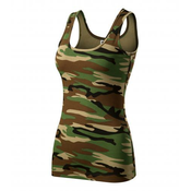 Malfini Camouflage ženska majica brez rokavov, brown 180g/m2