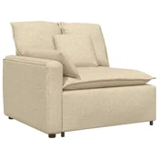 Vidaxl Modularni kavč z naslonjalom za roke in blazinami kremne barve 100 cm