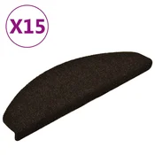Vidaxl Preproge za stopnice, samolepilne, 15 kosov, 65 x 21 x 4 cm, temno rjave, polkrožne, velike