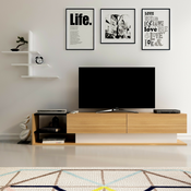 Bijela TV komoda u egzotičnom drvenom dekoru 180x40 cm Liza - Kalune Design