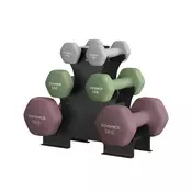 Songmics Set uteži šestkotnih z nosilcem 135x65x6 cm siva