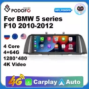 Podofo Android 11.0 GPS Car Stereo Radio Carplay 4K video al car system For For BMW 5 series F10 2010-2012