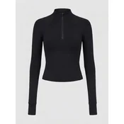 YO-GAYA Športni top Quarter Zip Long Sleeve Top črna