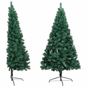 Greatstore Polovična novoletna jelka s stojalom zelena 240 cm PVC