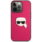 Karl Lagerfeld KLHCP13LPKMP iPhone 13 Pro / 13 6,1 pink hardcase Leather Ikonik Karl`s Head Metal (KLHCP13LPKMP)