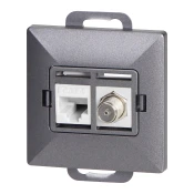 Jedna uticnica tipa F + Jedna uticnica tel-komp. RJ-45 Cat6 Perl, TV/F+RJ45/P, antracit