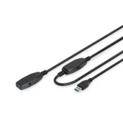 Digitus | USB produžni kabel | Ženski | 9-pinski USB Tip A | Muški | Crni | 9-pinski USB Tip A | 10 m