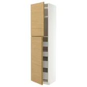 METOD / MAXIMERA Vis.el. s 2 vrata/4 fioke, bela/VOXTORP imitacija hrastovine vertikalna rucka, 60x60x240 cm