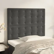 Vidaxl Vzglavje postelje temno sivo 90x5x118/128 cm žametno