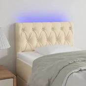 Vidaxl vidaXL Vzglavje postelje z LED zaslonom, kremno, 80x7x78/88 cm, blago