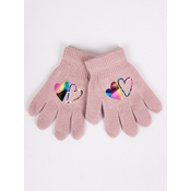 Yoclub Kidss Girls Five-Finger Gloves With Hologram RED-0068G-AA50-002
