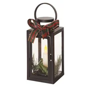 LED dekoracija – božična laterna s svečko črna, 20 cm, 3x AAA, notranja, vintage