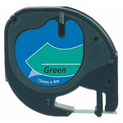 Kompatibilen LT trak za Dymo 91204/S0721640/Letratag LT-100H, LT-100T, LT-110T, QX 50, XR, XM, 2000 12mmx4m (1/2x13) - črn izpis/zelen trak