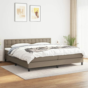 Greatstore Box spring postelja z vzmetnico taupe 200x200 cm blago