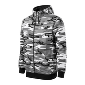 Malfini Camo zipper maskirna jopica s kapuco, camouflage gray, 300 g/m2