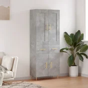 Greatstore Visoka komoda betonsko siva 69,5x34x180 cm inženirski les