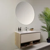HANAH HOME Kupatilski ormarić sa umivaonikom i ogledalom (2 komada) Elegant Light Walnut