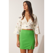 Happiness Istanbul Womens Green Slit Mini Skirt