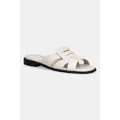 Tommy Hilfiger Natikači Leather Crest Square Toe Sandals FW0FW09126 Kremna