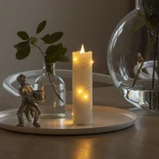 Konstsmide Christmas LED sveča iz voska kremna svetlobna barva jantar 17,8 cm - kremno bela, srebrna