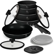 Komplet posode s titanovo površino in snemljivim ročajem Matte Black 13-delni 55521