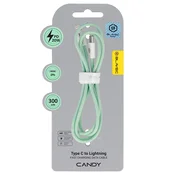 BLAVEC Pleteni kabel Candy USB-C na Lightning PD 20W 2.4A 3 metre Apple CarPlay CCA-CL24GN30 zelen