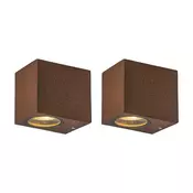 Set dveh industrijskih stenskih svetilk rjavkasto rjave barve IP44 - Baleno