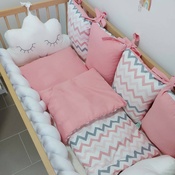 Ogradica za krevetac jastucici sa posteljinom roze cik cak ( TNC_14HAT8_3213939 )