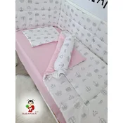 Bubamara037 Set posteljine za krevetac sa ravnom ogradicom Glitter, Roze