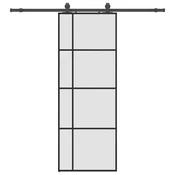Vidaxl Drsna vrata z opremo črna 76x205 cm ESG steklo