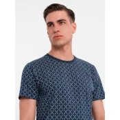 Ombre Mens full print knit shirt - navy blue