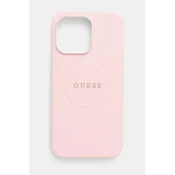 shumee Ovitek Guess Grained Ring MagSafe za iPhone 15 Pro Max, roza