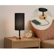 Brilagi - Stona lampa sa USB prikljuckom TABLON 1xE27/25W/230V hrast/crna