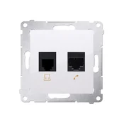 Računalniška vtičnica RJ45 kategorije 5e + telefonska vtičnica RJ12, bela Simon54