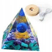 shumee Piramidasti ORGONIT + LED PODSTAVEK ZA SVETILKO 5 cm KRISTALNI KAMNI AMULET 5 cm VX21