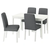 NÄSINGE / BERGMUND Sto i 4 stolice, bela/Gunnared siva bela, 130/190x80 cm