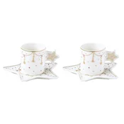 Set of 2 coffee cups with saucers, 80 ml, porcelain, CHRISTMAS LIGHTS
