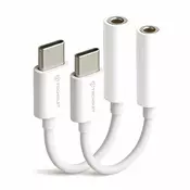 USB-C v AUX 3.5mm audio kabel Techsuit MusicBox AC18 DAC čip, 24bit/96kHz, 3A, 0.1m - bel