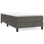Vidaxl Posteljni okvir z vzmetmi temno siv 100x200 cm žamet