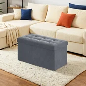 Songmics Shranjevalna otomanska klop 38x110x38 cm siva