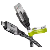 GOOBAY USB-C 3.1/RJ45 5m CAT 6 črn/siv mrežni povezovalni kabel