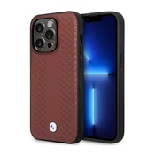 Bmw Etui BMW Leather Diamond Pattern MagSafe na iPhone 14 Pro - burgundowe