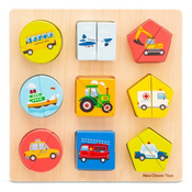 Nova klasična igrača Leseni vstavni puzzle - prevozna sredstva